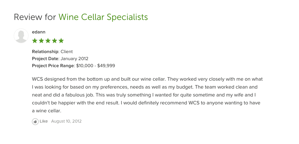 See Houzz Reviews for Wine Cellar Specialists Houzz Review for Wine Cellar Specialists