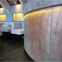 Thin Slate Veneer Backlighting Fixtures for Curved Walls