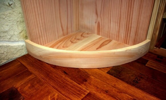15. Wine Barrel Flooring and Wood Quarter Round Base in Texas Wine Room
